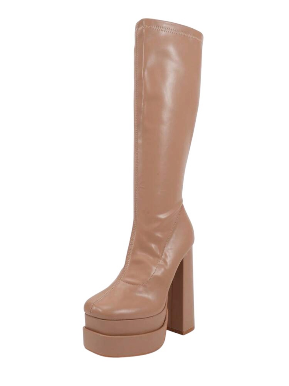 Mixx Shuz Nude Platform Block Heel Knee High Boots Womens 9